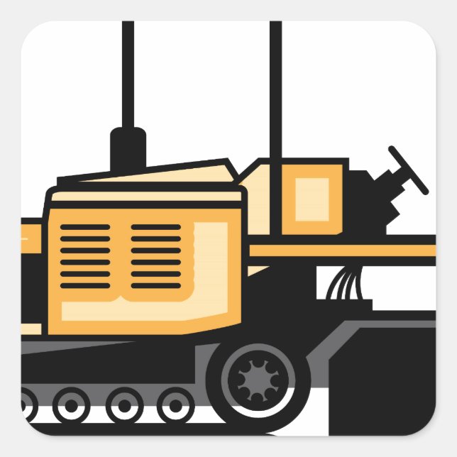 Asphalt paver vector square sticker (Front)