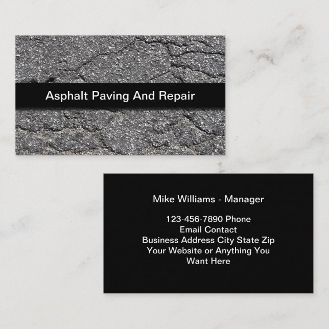 Asphalt Paving And Construction Business Cards (Front/Back)