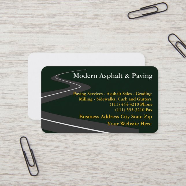 Asphalt & Paving / Driveway Construction Services Business Card (Front/Back In Situ)