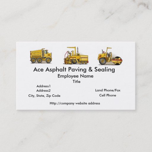Customizable Asphalt Paving Machine Construction Business Cards