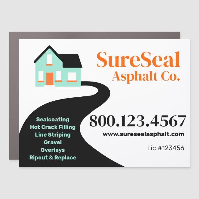 Asphalt Repair & Maintenance -Driveway Sealing  Car Magnet (Front)
