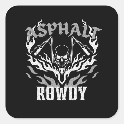 Asphalt Rowdy Motorcycle Biker Skull Tribal Flame Square Sticker