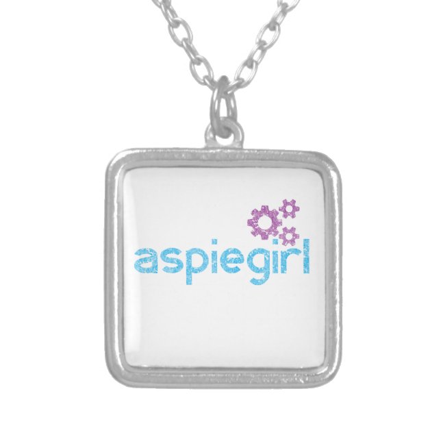 Aspiegirl Woman with Aspergers Silver Plated Necklace (Front)