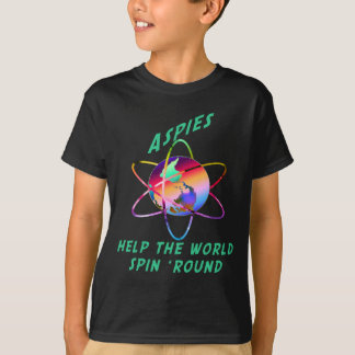 Aspies Spin the World Kids' Dark Shirts
