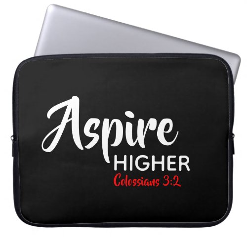 ASPIRE HIGHER Black Inspirational Christian Laptop Sleeve