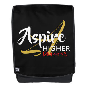 ASPIRE HIGHER Inspirational Christian Black Backpack