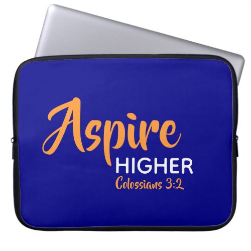 ASPIRE HIGHER Inspirational Christian Blue Laptop Sleeve