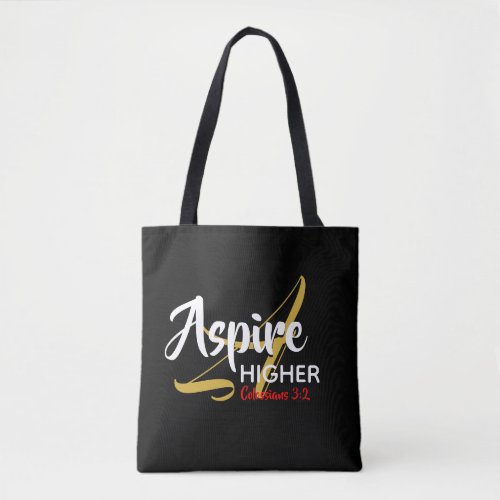 ASPIRE HIGHER Inspirational Christian Scripture Tote Bag