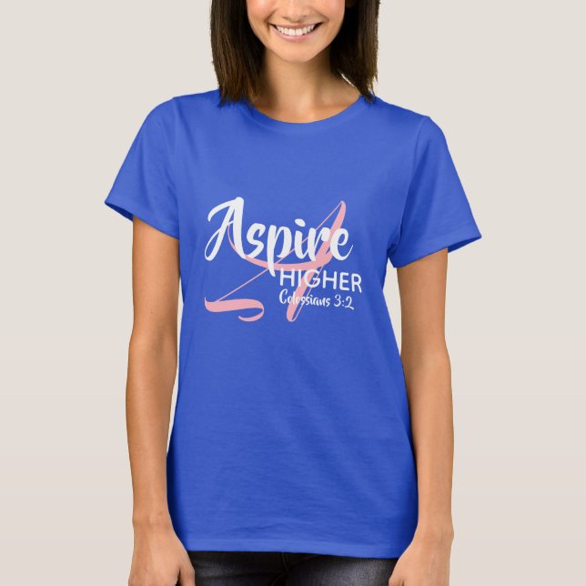 ASPIRE HIGHER Inspire Monogram Christian BLUE T-Shirt (Front)