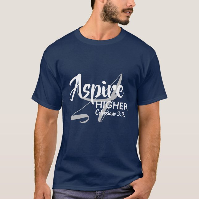 ASPIRE HIGHER Inspire Monogram Christian NAVY T-Shirt (Front)