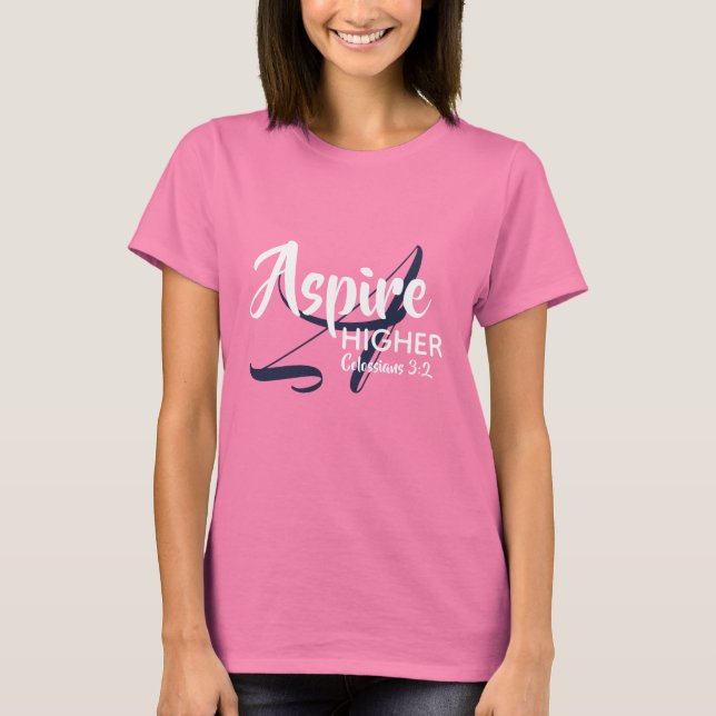 ASPIRE HIGHER Inspire Monogram Christian PINK T-Shirt (Front)