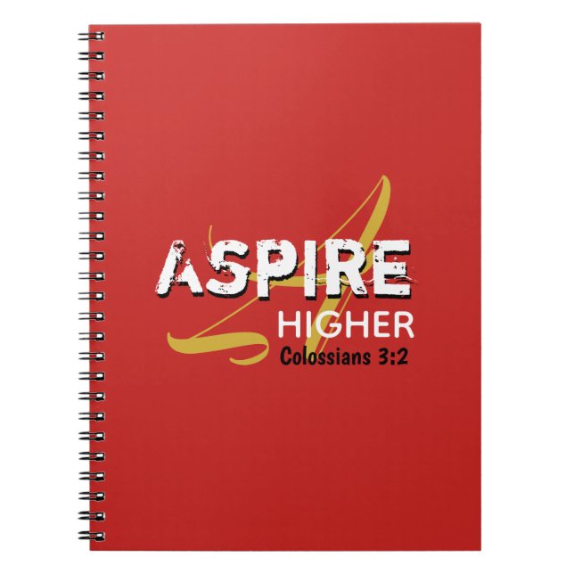 ASPIRE HIGHER Red Inspirational Christian Notebook (Front)