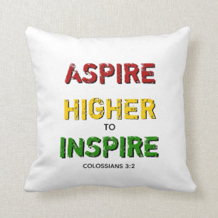 ASPIRE HIGHER TO INSPIRE Motivational BHM Throw Pillow