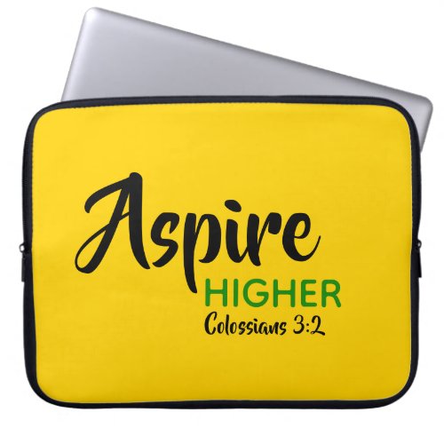 ASPIRE HIGHER Yellow Inspirational Christian Laptop Sleeve