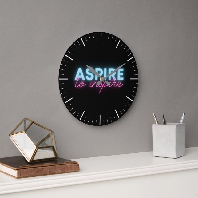 Aspire to Inspire Neon  Large Clock (Office)