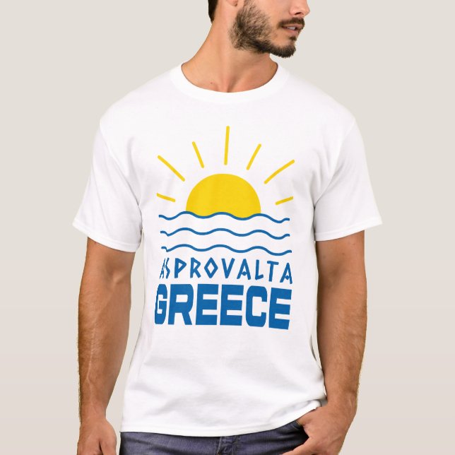 Asprovalta Greece Sunshine And Sea Men's White T-Shirt (Front)