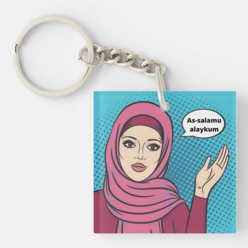 Assalamu Alaykum _ Muslim Girl in Hijab  Keychain