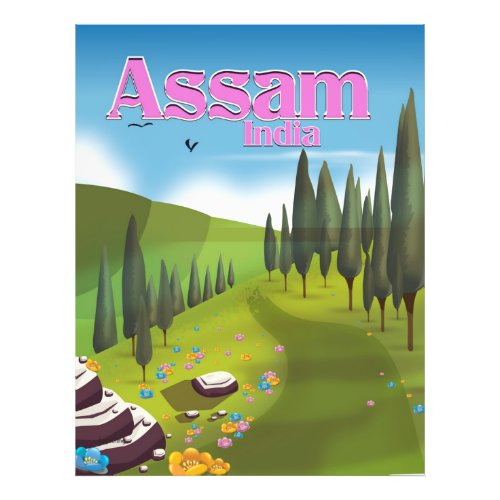 Assam India travel poster print