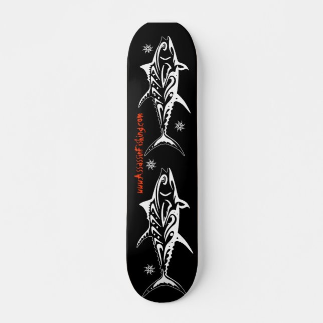 Assassin Fishing - Tribal Black Skateboard Deck (Front)