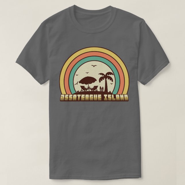 Assateague Island Beach Retro Sunset Style T-Shirt (Design Front)