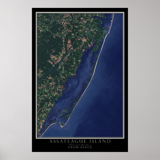 Assateague Island National Seashore From Space Poster (Front)