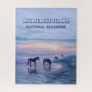 Assateague Island National Seashore Horses Vintage Jigsaw Puzzle