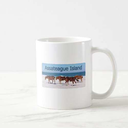 Assateague Island ponies on beach logo Coffee Mug