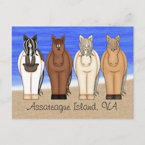 Assateague Island VA Chincoteague Ponies Postcard