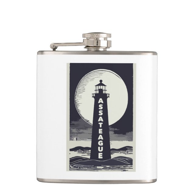 Assateague Lighthouse Virginia Moon Flask (Front)