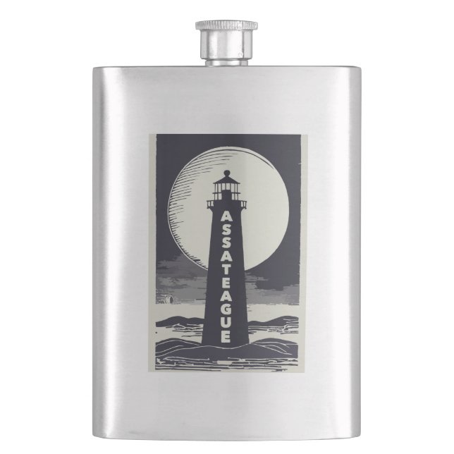 Assateague Lighthouse Virginia Moon Flask (Front)