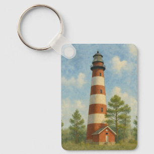 Assateague Lighthouse Watercolor Keychain