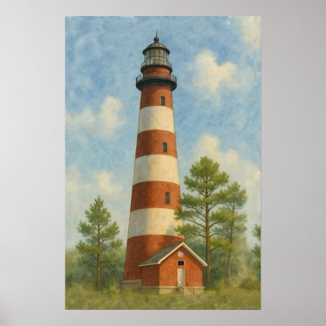 Assateague Lighthouse Watercolor Poster (Front)