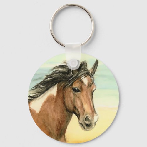 Assateague Pony Horse Art Keychain