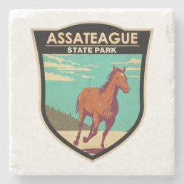 Assateague State Park Maryland Badge Stone Coaster