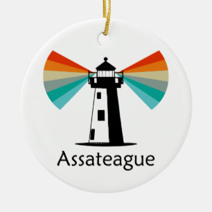 Assateague Virginia Lighthouse Rainbow Ceramic Ornament