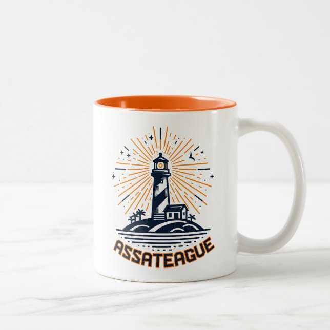 Assateague Virginia Lighthouse Sunrise Two-Tone Coffee Mug (Right)