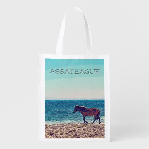Assateague Wild Horse Beach Grocery Bag