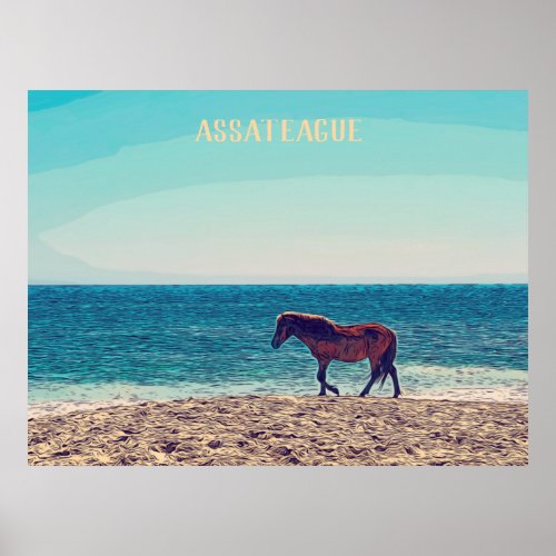 Assateague Wild Horse Beach Poster