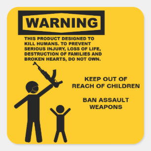 Assault Weapon Warning Square Sticker