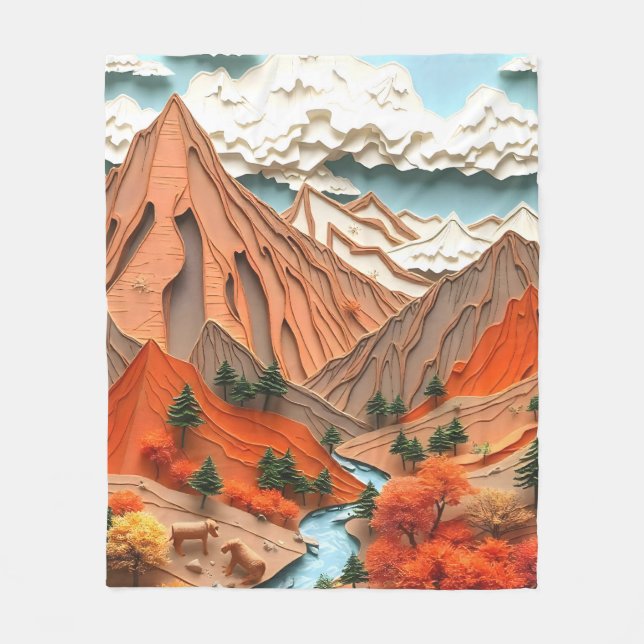 Assemblage 03: Orange Mountains Fleece Blanket (Front)