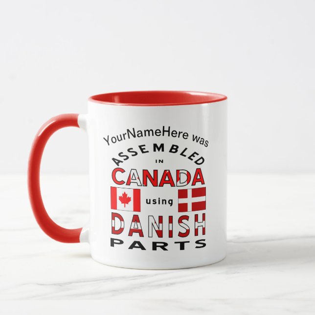 Assembled Canada Danish Parts Personalized Text Mug (Left)