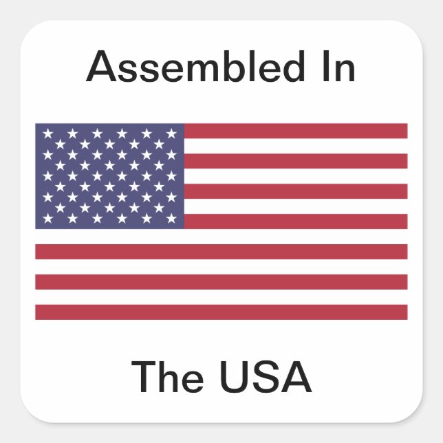 Assembled In The USA Square Sticker (Front)