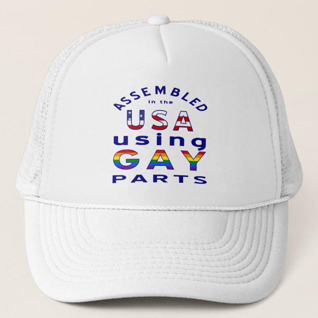 Assembled in USA Gay Parts  Trucker Hat (Front)