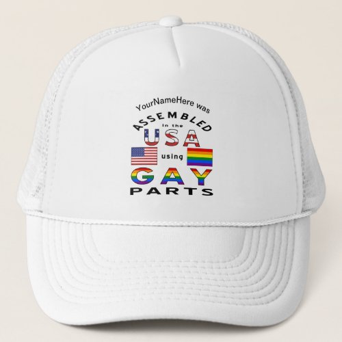 Assembled in USA Using Gay Parts Personalized Trucker Hat