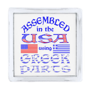 Assembled in USA Using Greek Parts Humor Silver Finish Lapel Pin