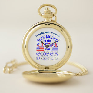 Assembled in USA Using Greek Parts Personalized Po Pocket Watch