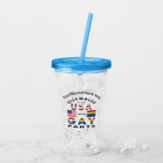 Assembled USA Gay Parts Personalized Name  Acrylic Tumbler