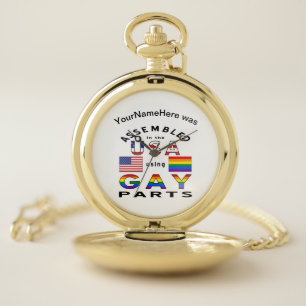 Assembled USA Gay Parts Personalized Name Pocket Watch