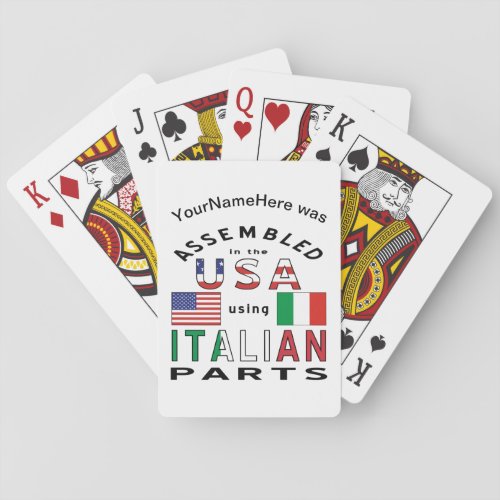 Assembled USA Italian Parts Personalized Playing Cards