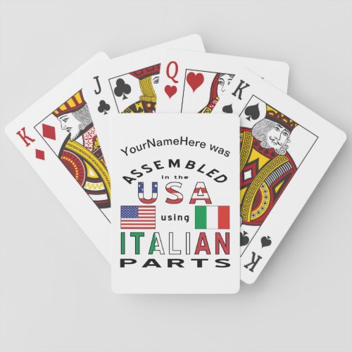 Assembled USA Italian Parts Personalized Poker Cards